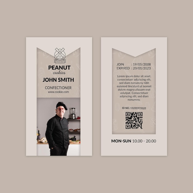 Free vector cookies id card template