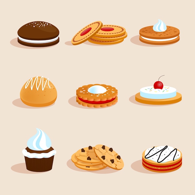 Free vector cookies set isolated