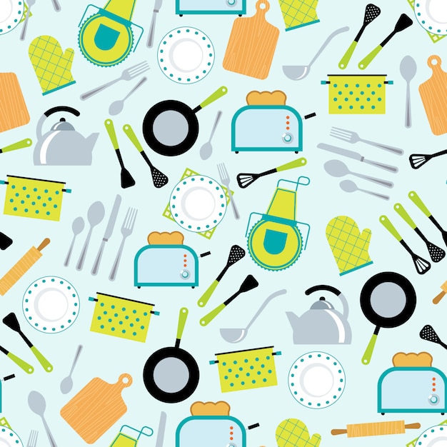 Free vector cooking accessories seamless pattern