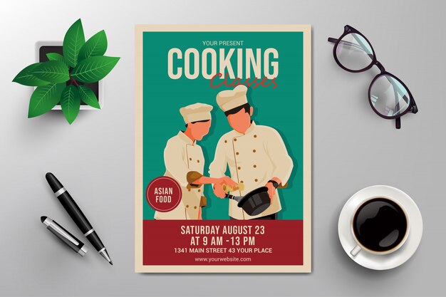 Cooking classes poster design Vector | Free Download