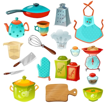 Cooking decorative icons set