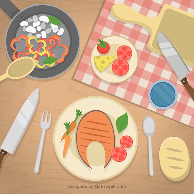 Free vector cooking a delicious meal