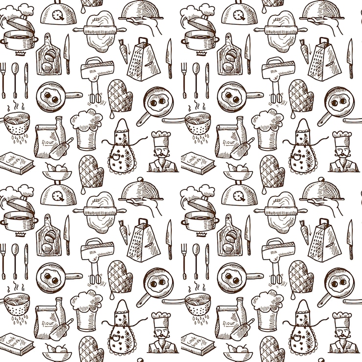 Free Vector cooking icons seamless pattern
