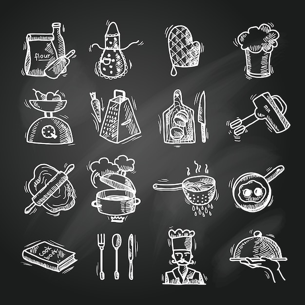 Free vector cooking icons sketch