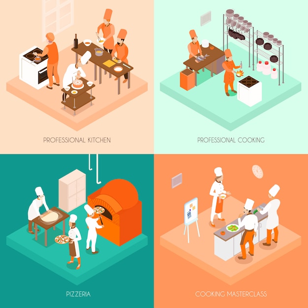 Free vector cooking isometric concept