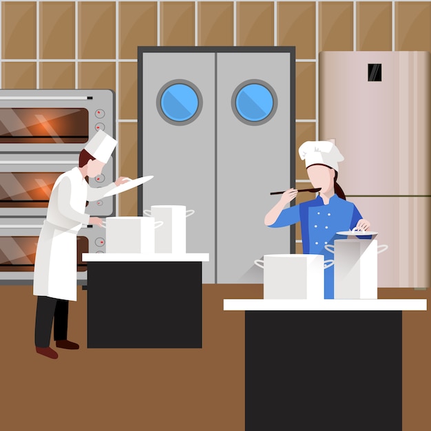 Free vector cooking people colored concept