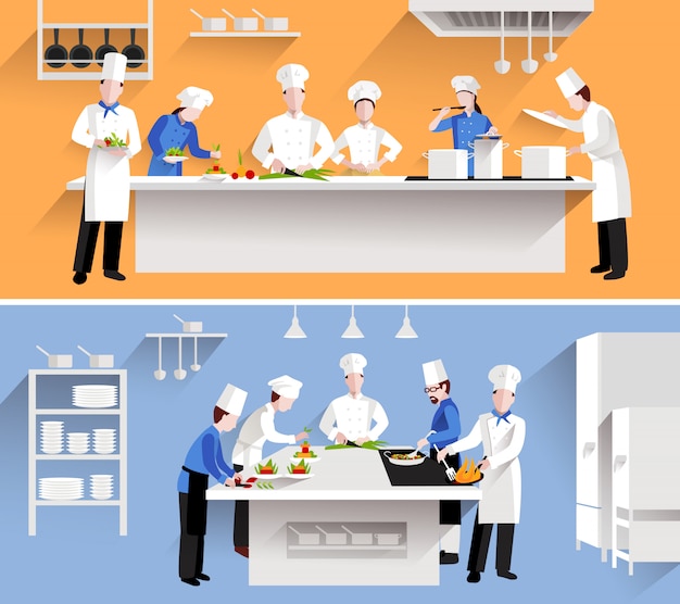 Free vector cooking process illustration