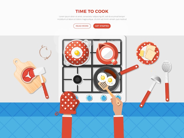 Free vector cooking top view poster