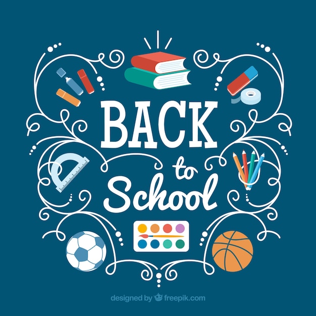 Free vector cool background with school materials