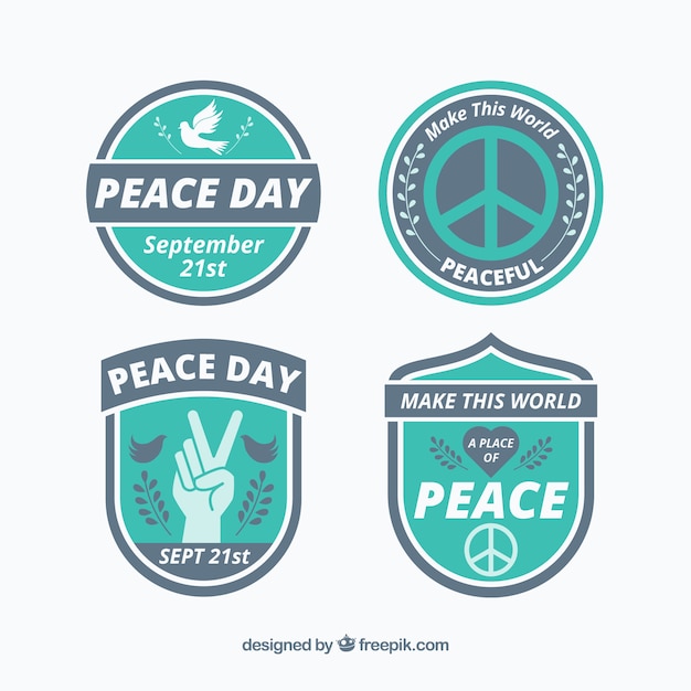 Free vector cool badges for day of peace