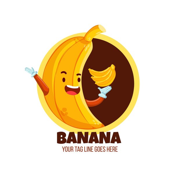 クールなバナナのキャラクターのロゴ