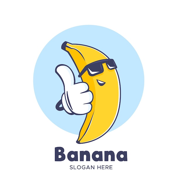 Vettore gratuito cool banana indossando occhiali da sole logo