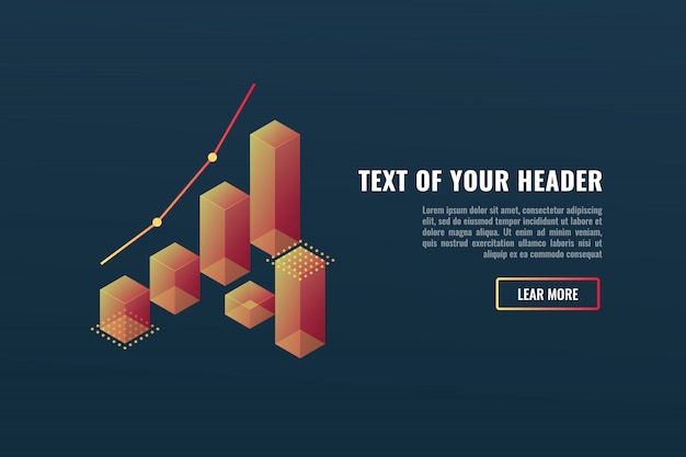 Free vector cool banner with charts, data visualization concept, growing up, business success