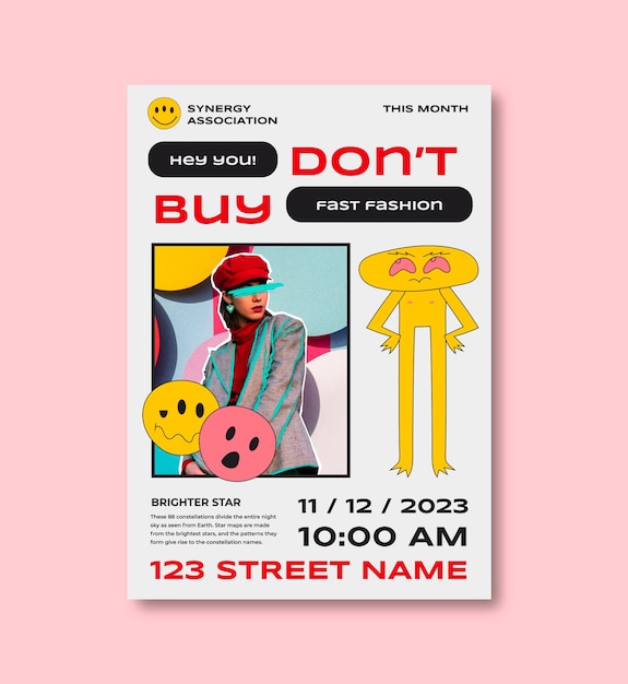 Free vector cool don't buy fast fashion poster