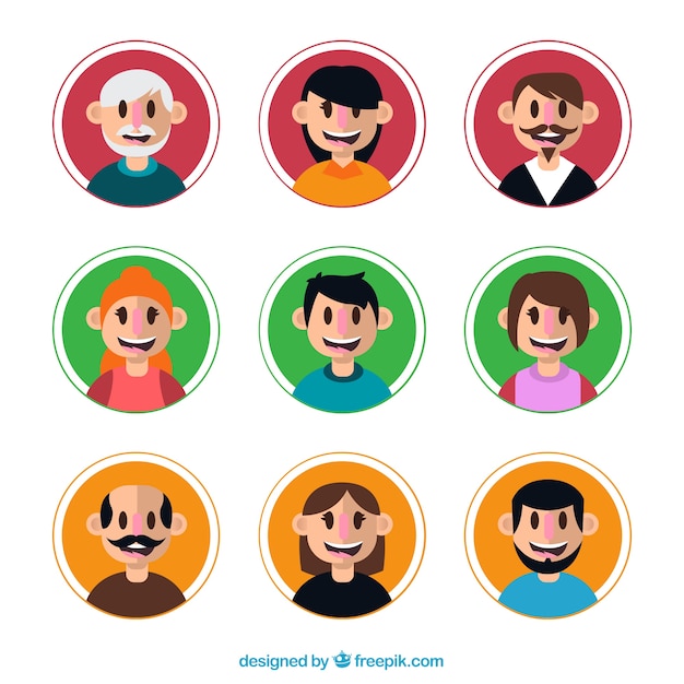 Free vector cool collection of flat avatars
