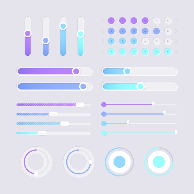 Free vector cool colored ui sliders collection