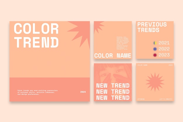 Vettore gratuito cool creative color trend post su instagram per il 2024