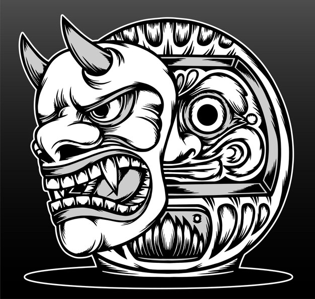 だるまの伝統的な日本のキャラクター プレミアムベクター