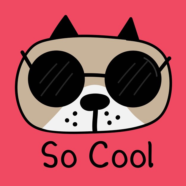 犬漫画フレンチブルドッグハートサングラスキャラクター プレミアムベクター
