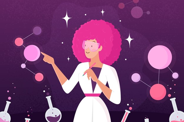 Cool female scientist illustration