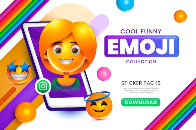 Vettore gratuito modello di sfondo emoji divertente cool