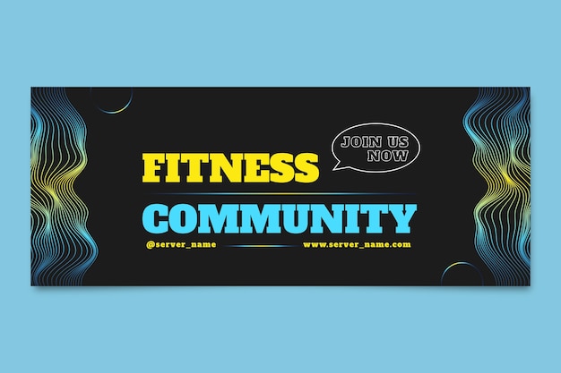 Vettore gratuito fantastico banner discordia del profilo della comunità di fitness con gradiente