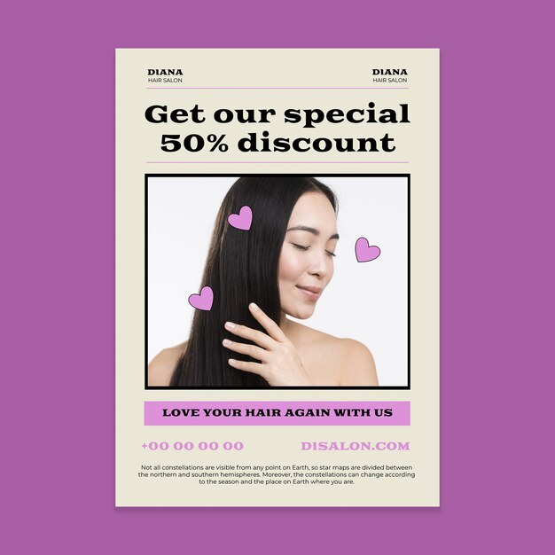 Cool hair salon season special discount poster template