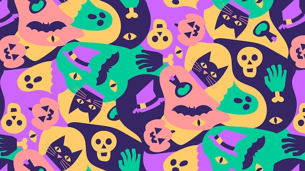 Free vector cool halloween hand-drawn pattern