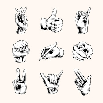 Cool hand gesture symbol set