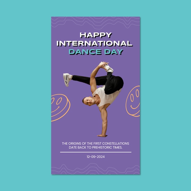 Free vector cool happy international dance day instagram story