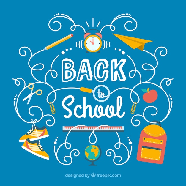 Free vector cool and modern background with school elements