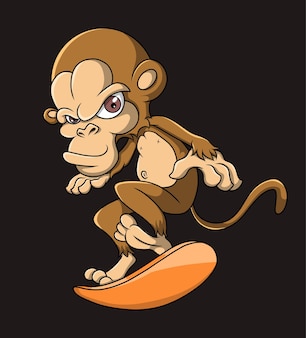 The cool monkey is playing the board