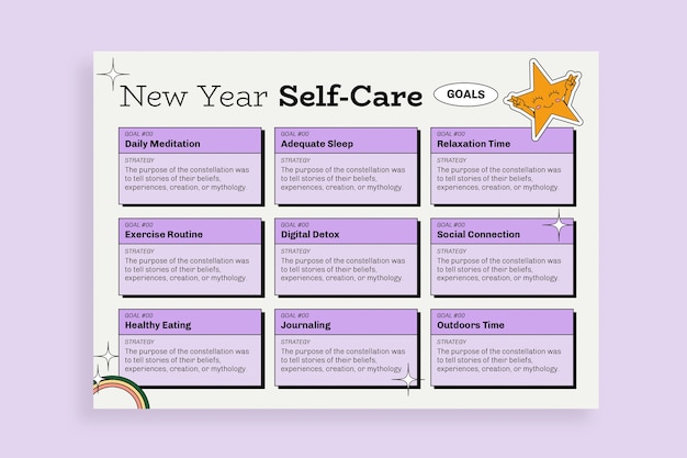 Cool new year self care goals planner