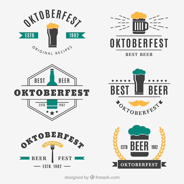 Free vector cool pack of beer labels with vintage style