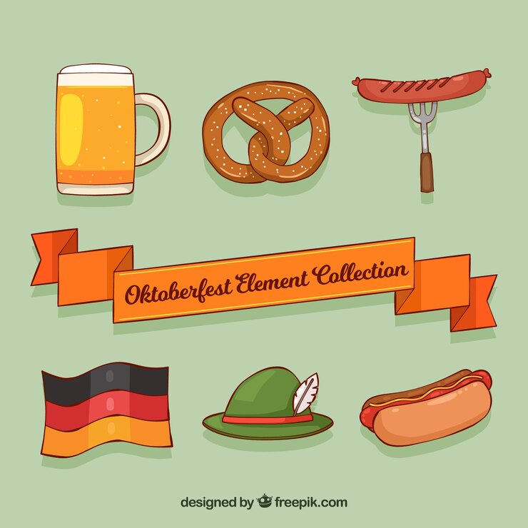Free Vector cool pack of hand drawn german elements