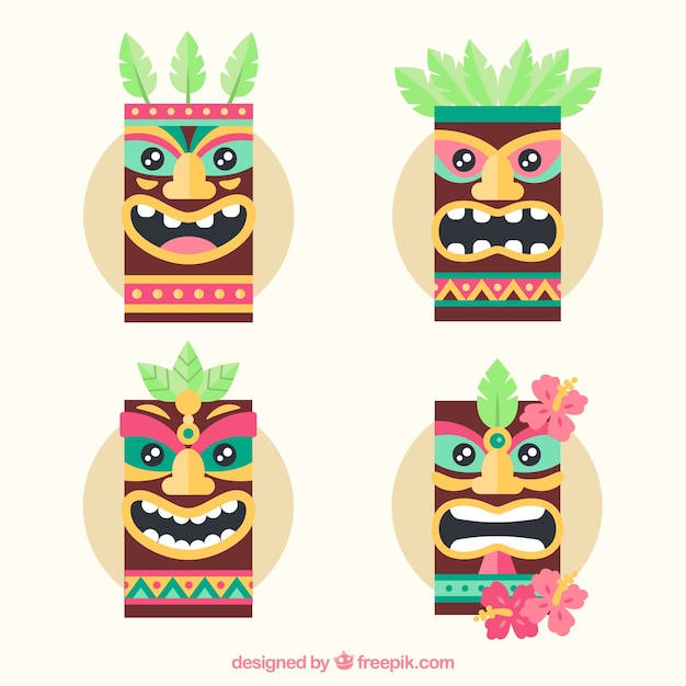 Free vector cool pack of polynesian masks