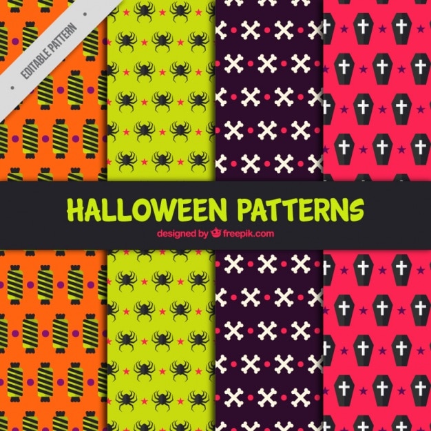 Cool patterns with colorful halloween elements