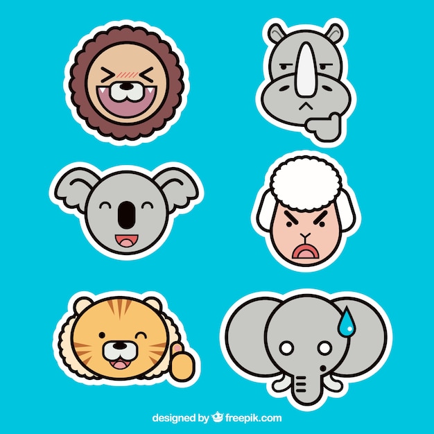 Free vector cool set of animals faces