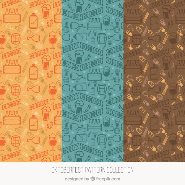 Cool set of modern oktoberfest patterns