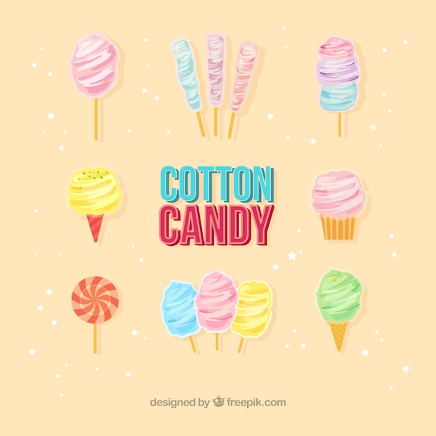 Free vector cool variety of cotton candy