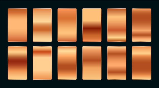 Copper or rose gold premium gradient swatches palette set Free Vector