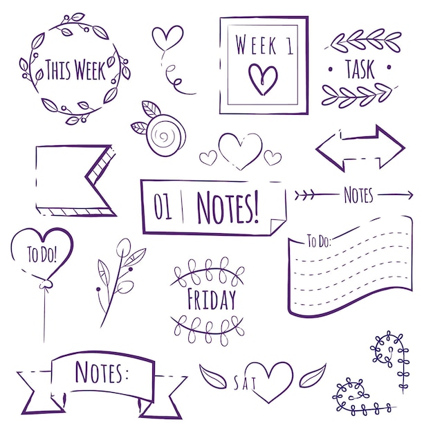 Free vector copy space bullet journal elements