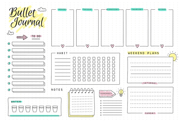 Copy space bullet journal planner template