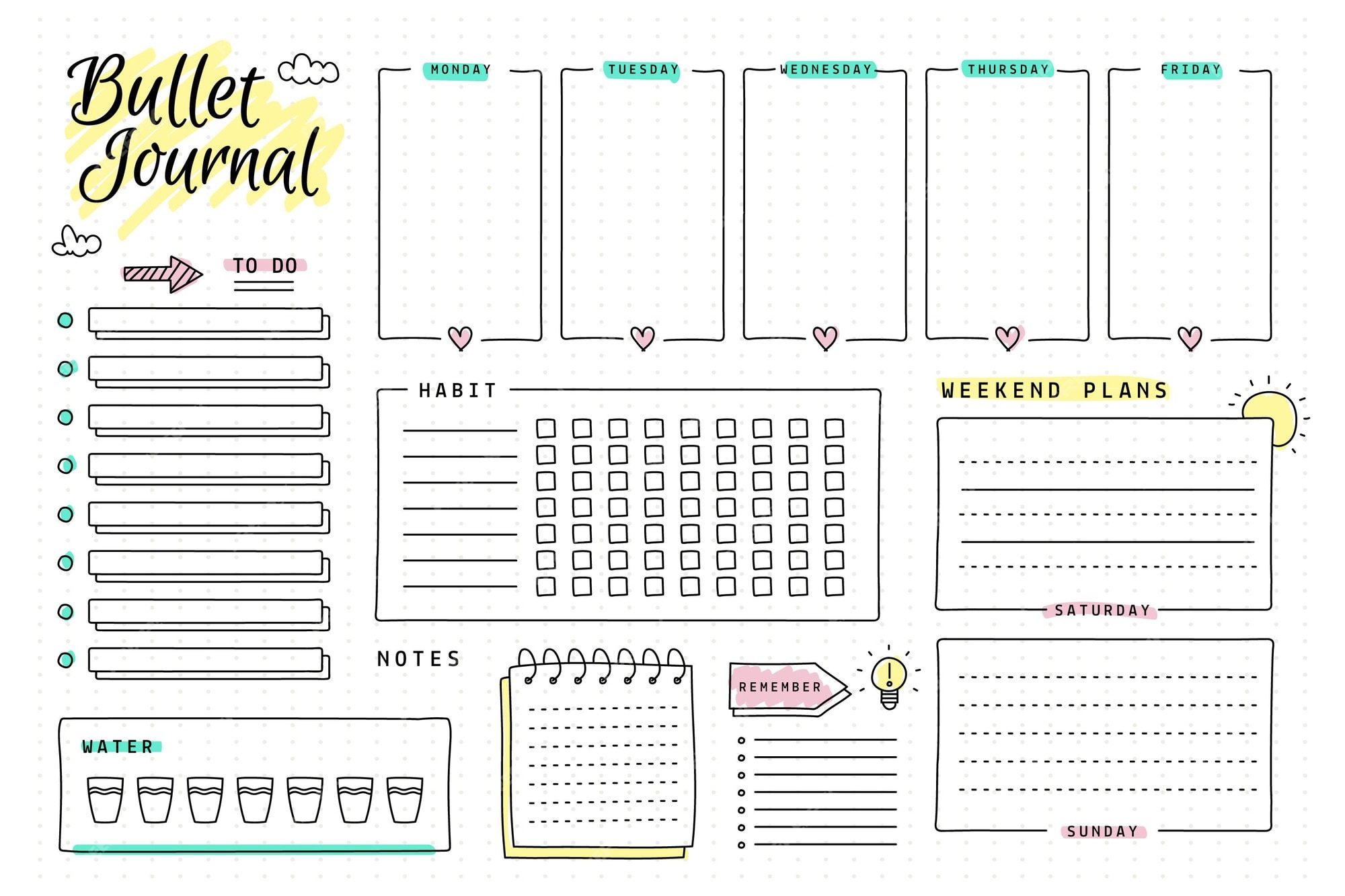 Bullet Journal Template Vectors & Illustrations For Free Download | Freepik