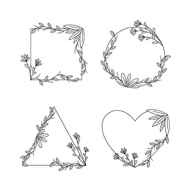 Copy space floral frame hand drawn collection