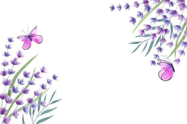 Скопируйте космический весенний фон и фиолетовые бабочки