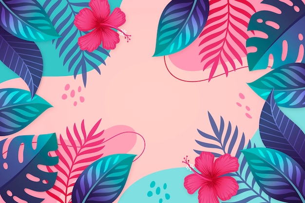 Free vector copy space tropical leaves zoom background