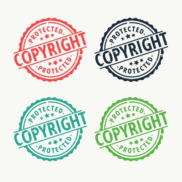 Vettore gratuito copyright distintivo timbro di gomma set in diversi colori