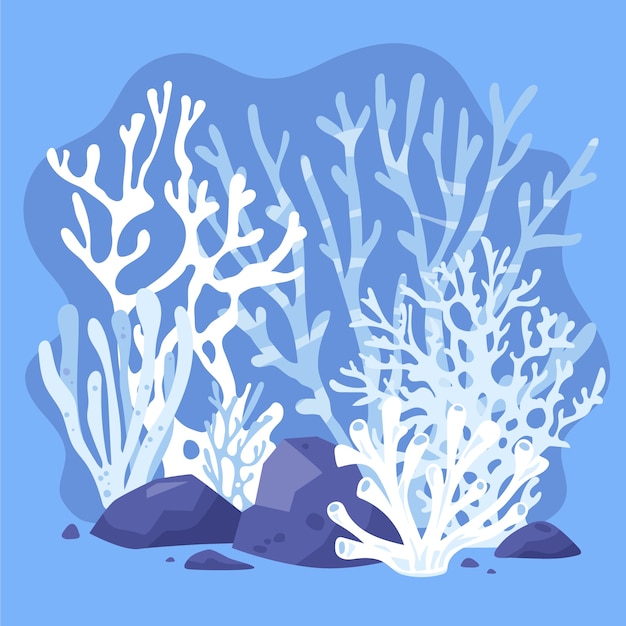 Free vector coral bleaching illustration