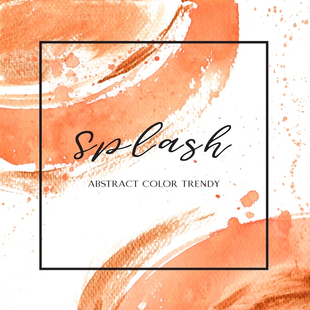 Coral color trendy seashell watercolor and gold gouache texture background